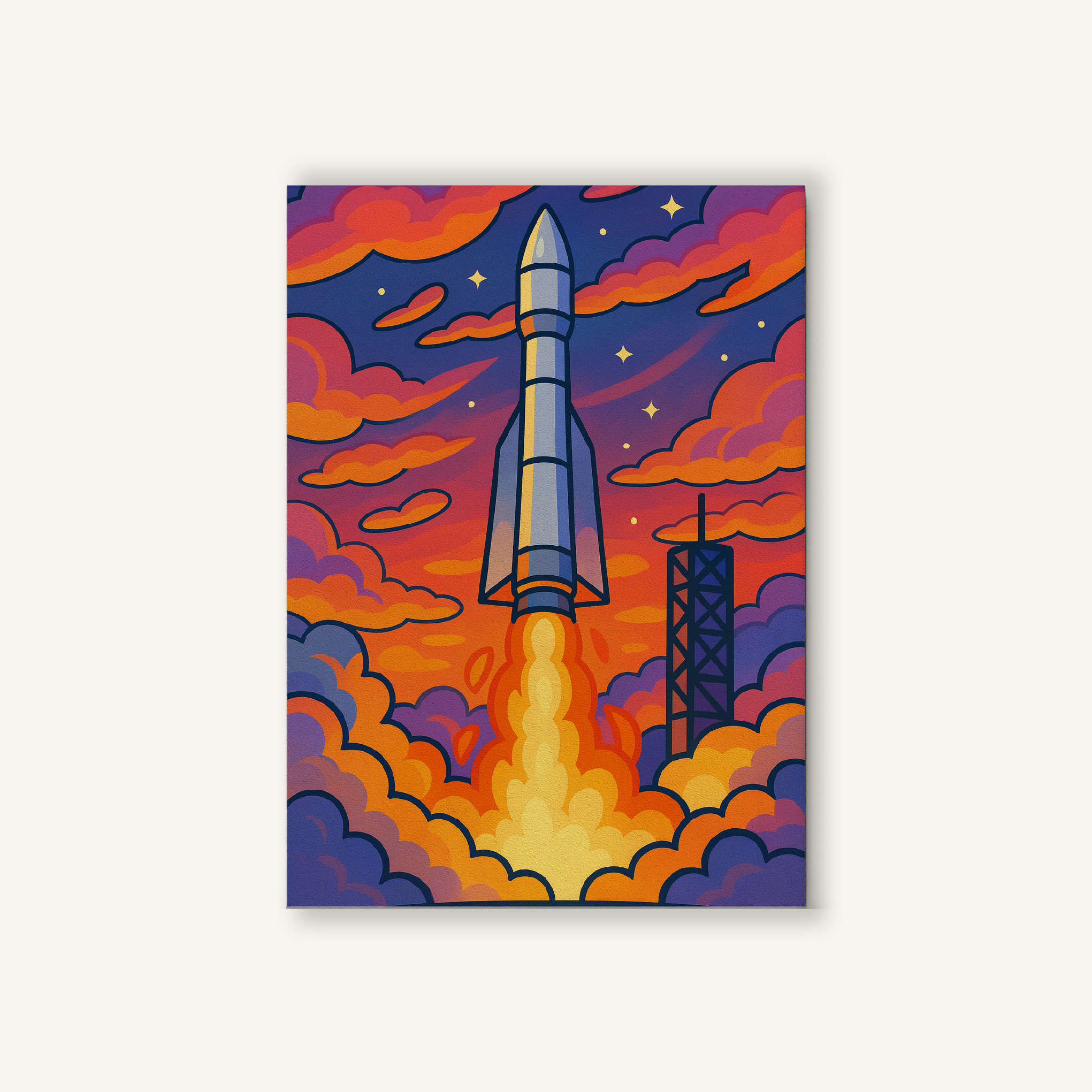 Rocket Launch at Sunset Paint by Numbers Kit