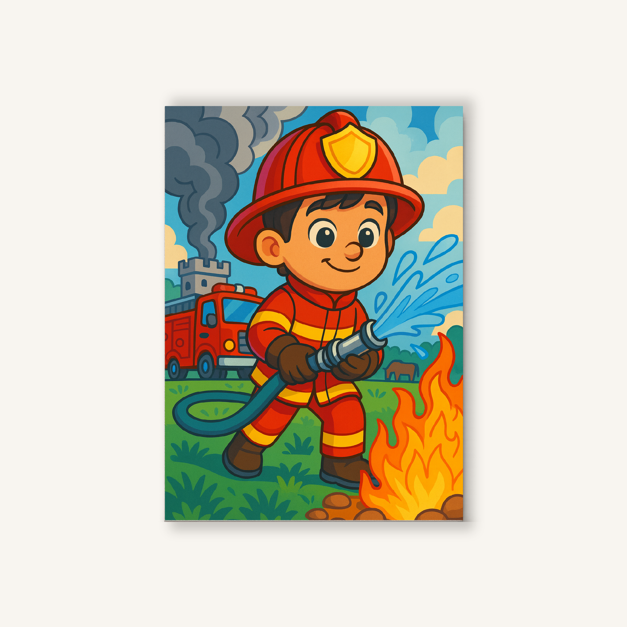Firefighter Kid Hero Paint by Numbers Kit