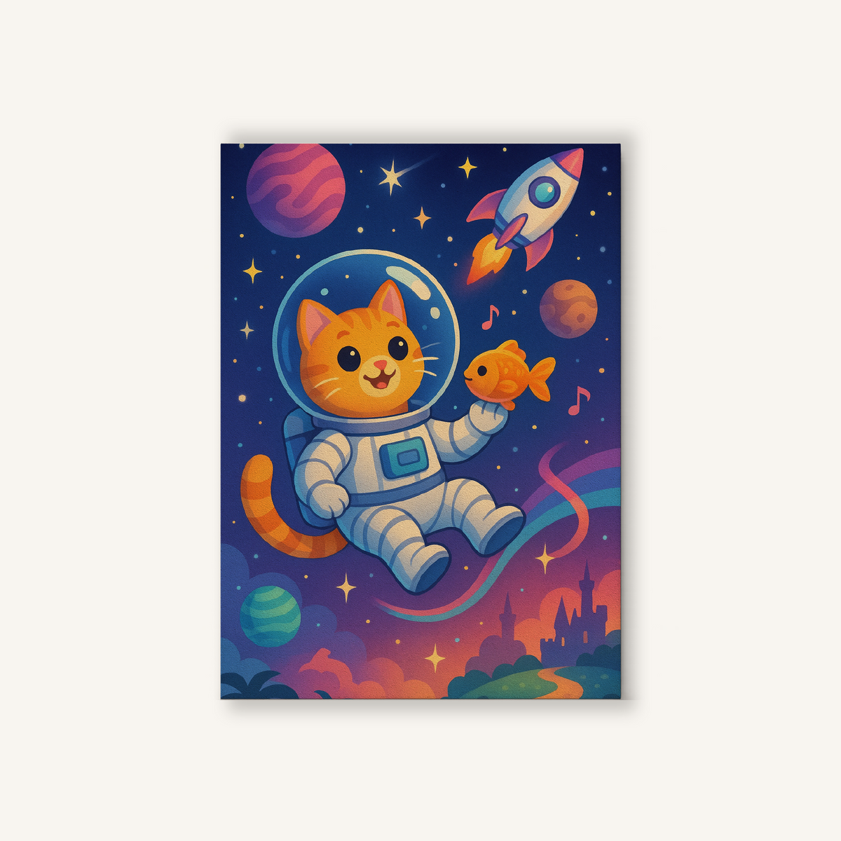 Astronaut Cat Adventure Paint by Numbers Kit