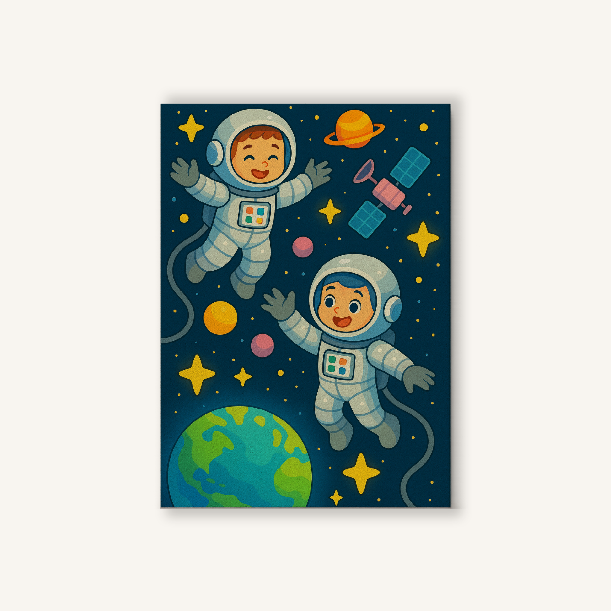 Astronauts Floating in Space Paint by Numbers Kit