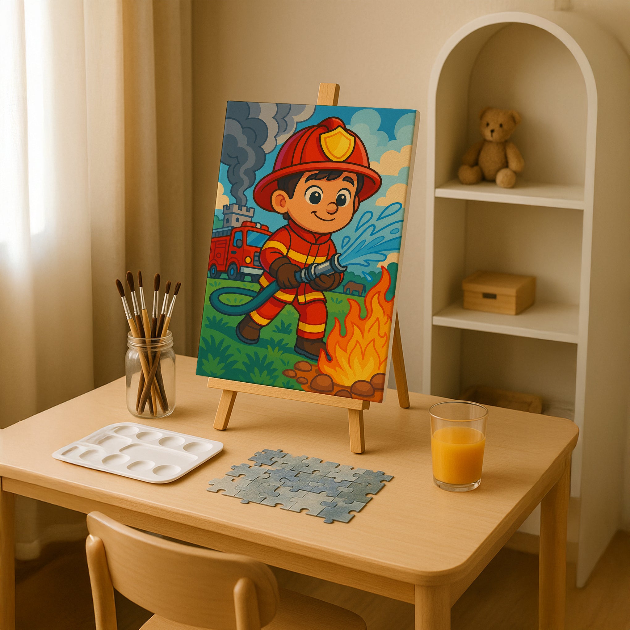 Firefighter Kid Hero Paint by Numbers Kit