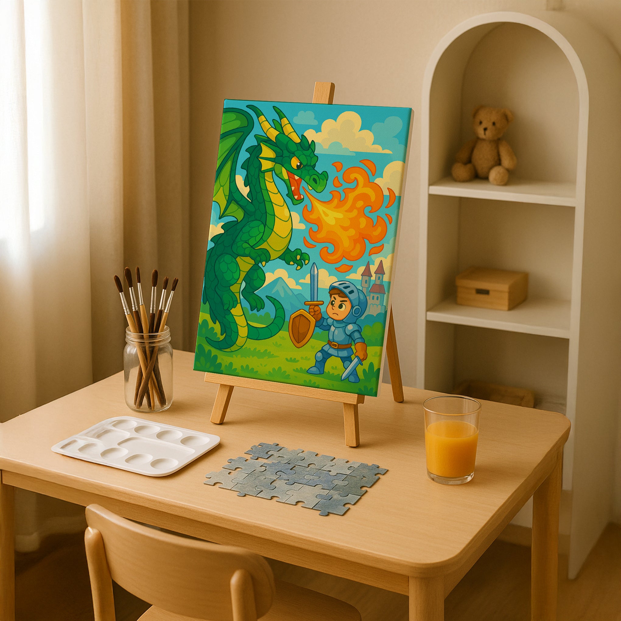 Dragon and Knight’s Duel Paint by Numbers Kit