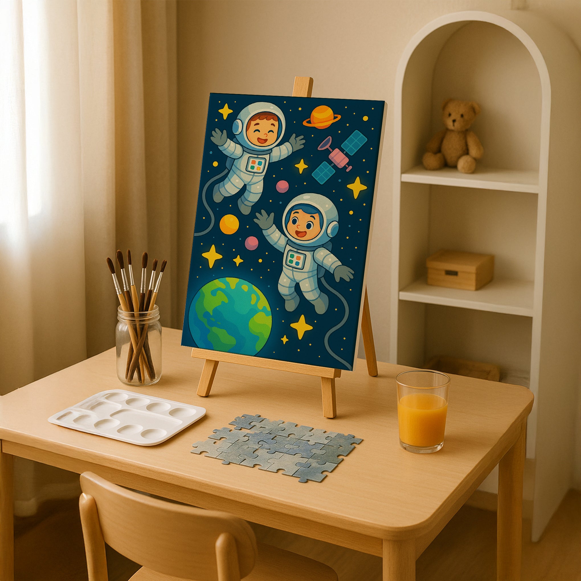 Astronauts Floating in Space Paint by Numbers Kit