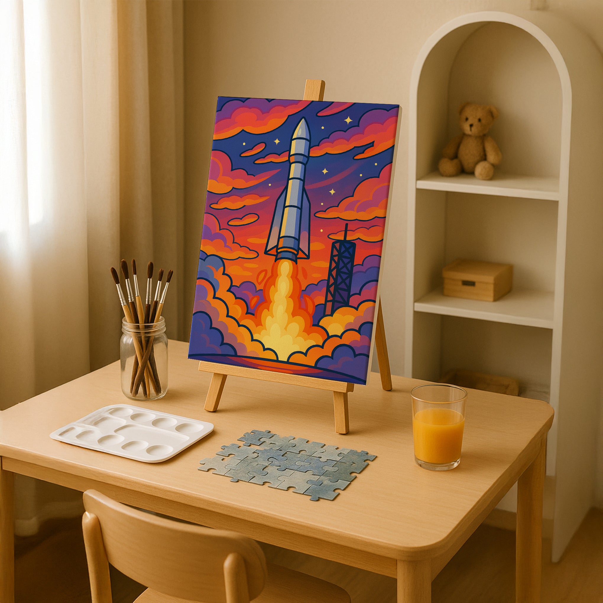 Rocket Launch at Sunset Paint by Numbers Kit