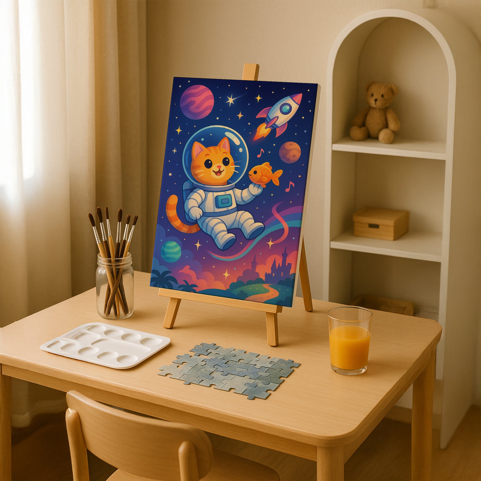 Astronaut Cat Adventure Paint by Numbers Kit