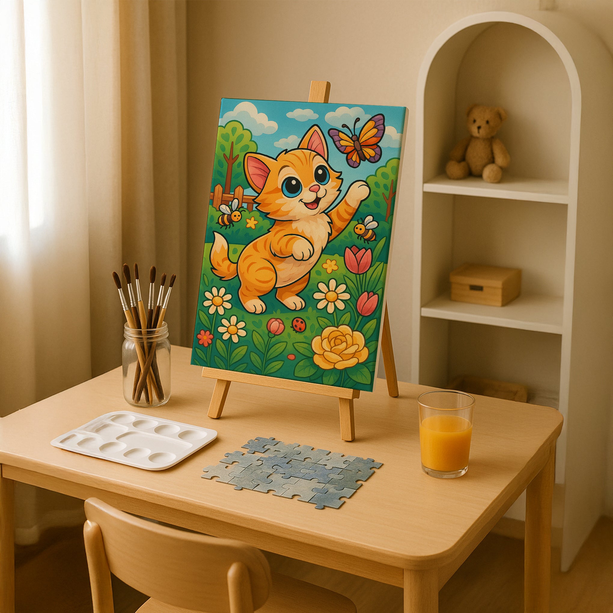 Curious Kitten in the Garden Paint by Numbers Kit