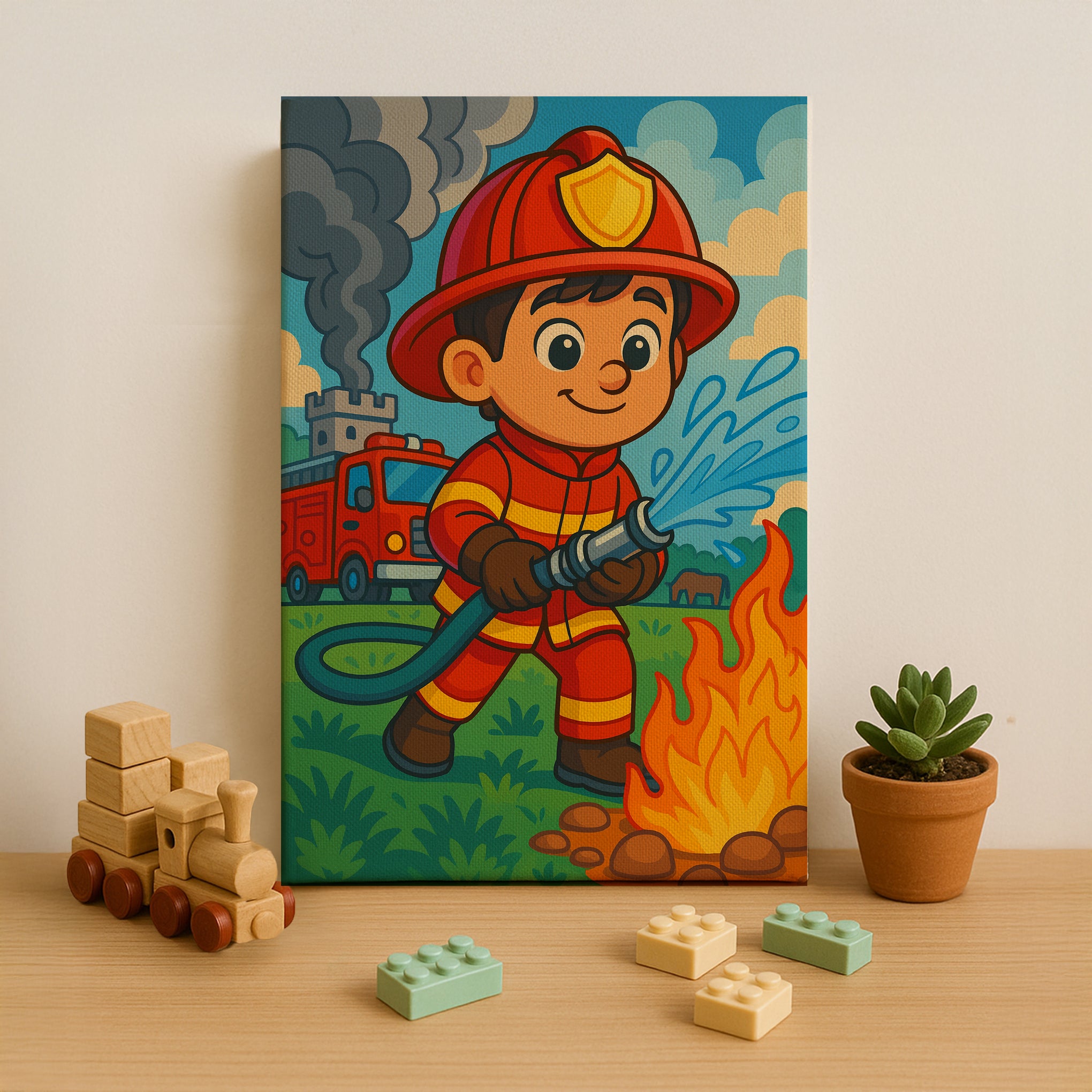 Firefighter Kid Hero Paint by Numbers Kit