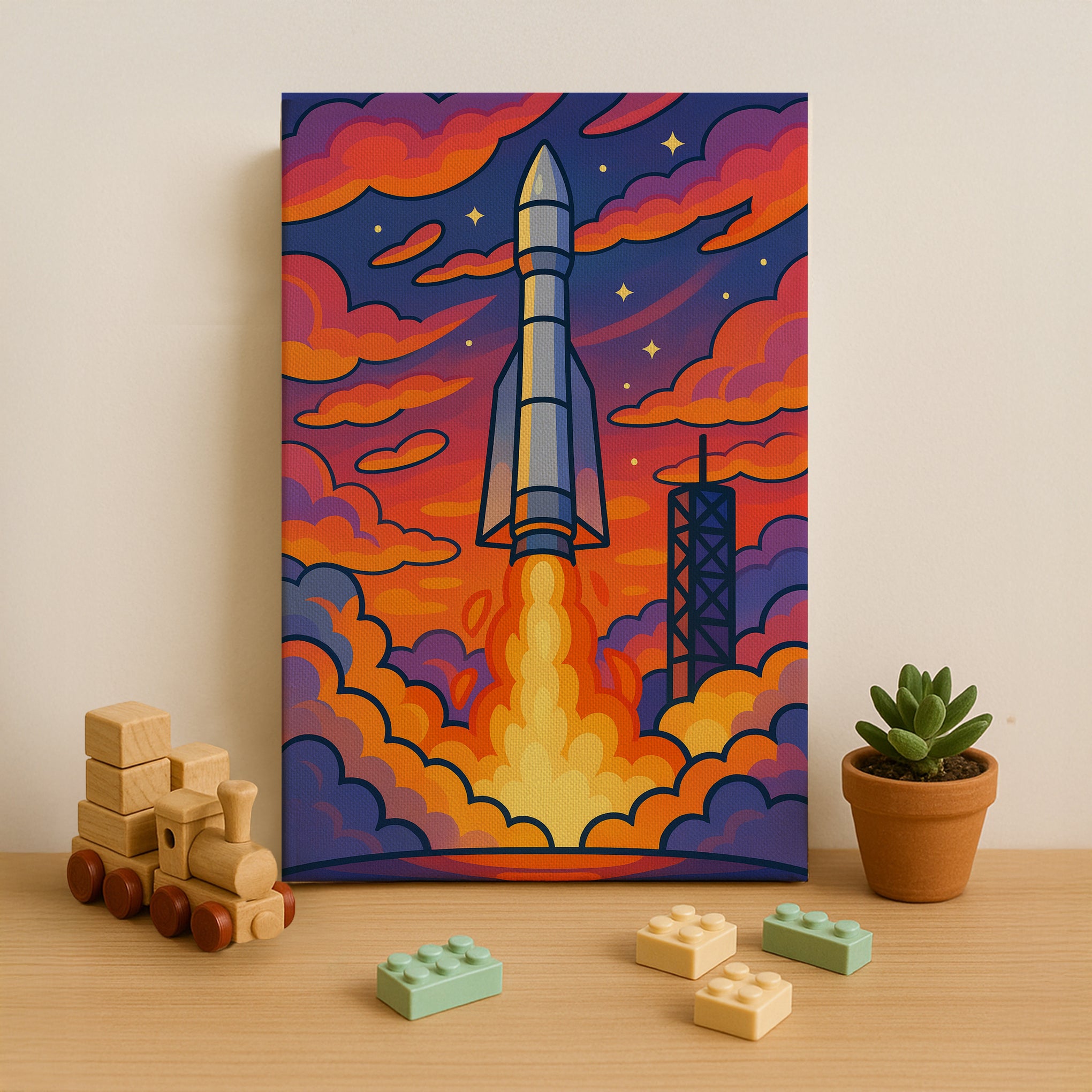 Rocket Launch at Sunset Paint by Numbers Kit
