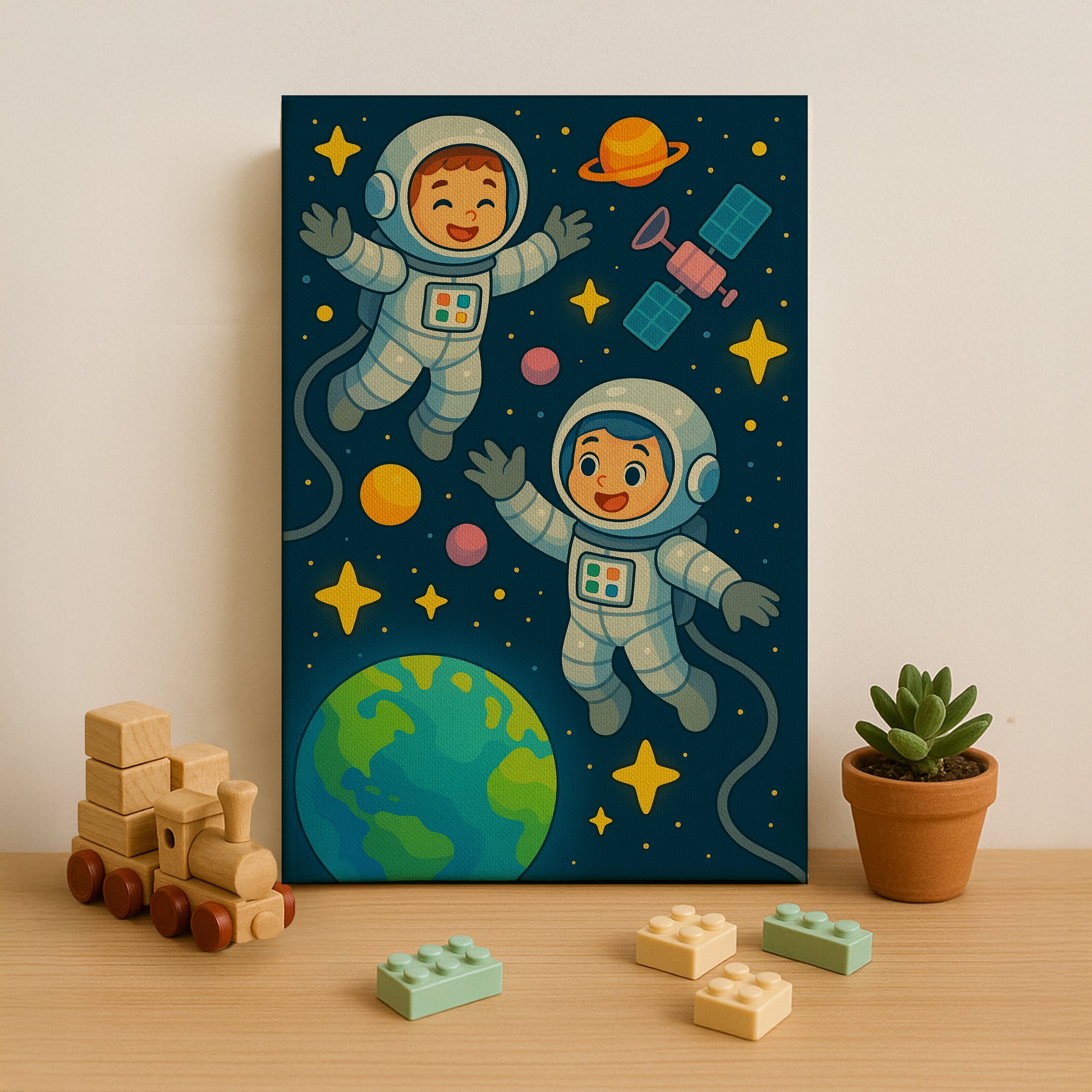 Astronauts Floating in Space Paint by Numbers Kit